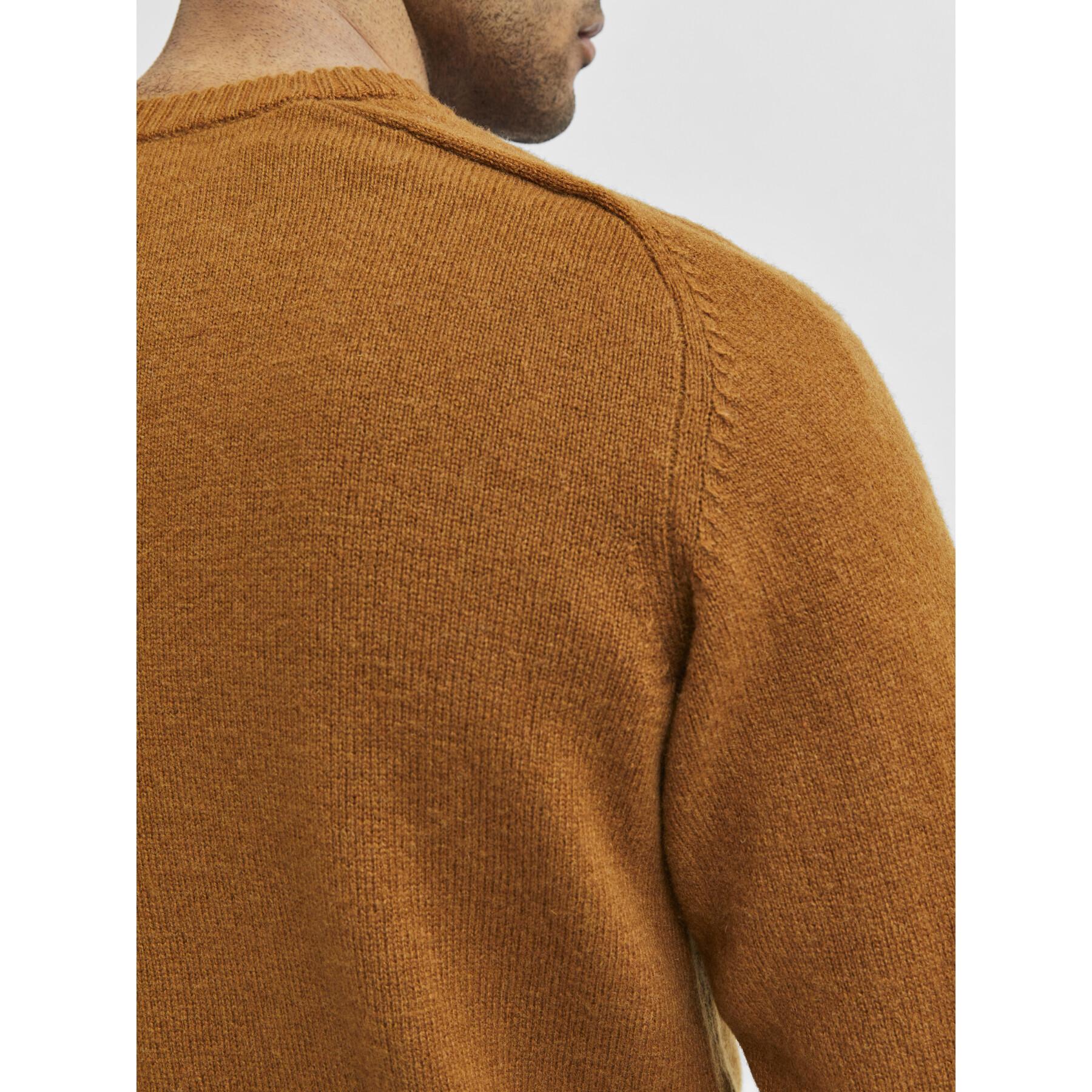 Sweater Selected Newcoban lambs wool col rond