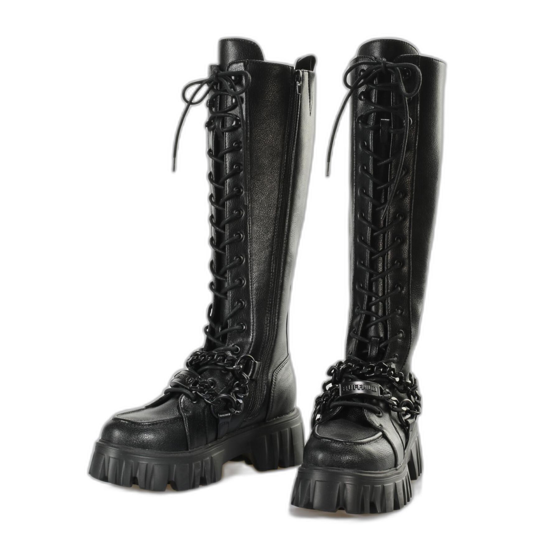 Nappa vegan lace-up boots for women Buffalo Lion Hi Chain