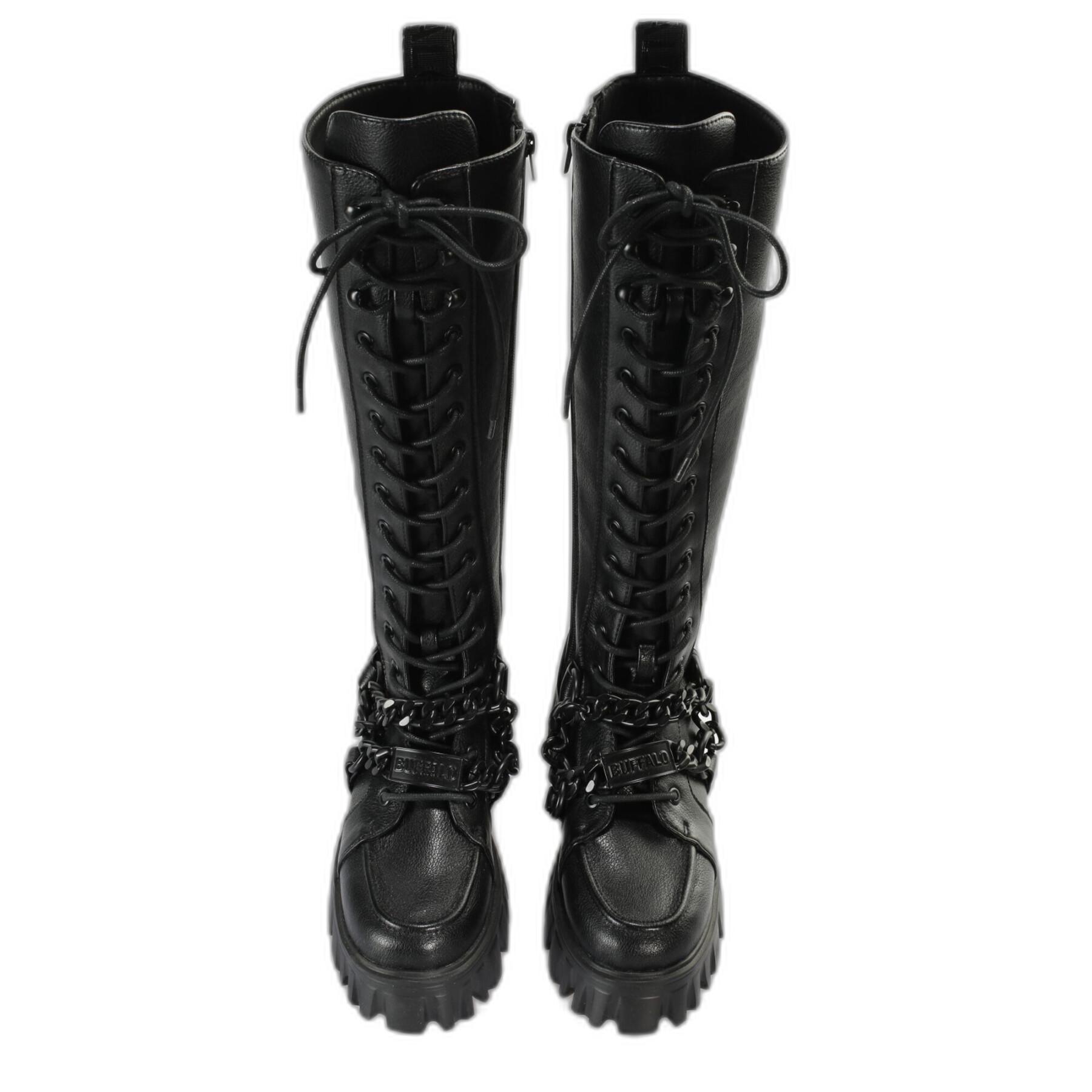 Nappa vegan lace-up boots for women Buffalo Lion Hi Chain