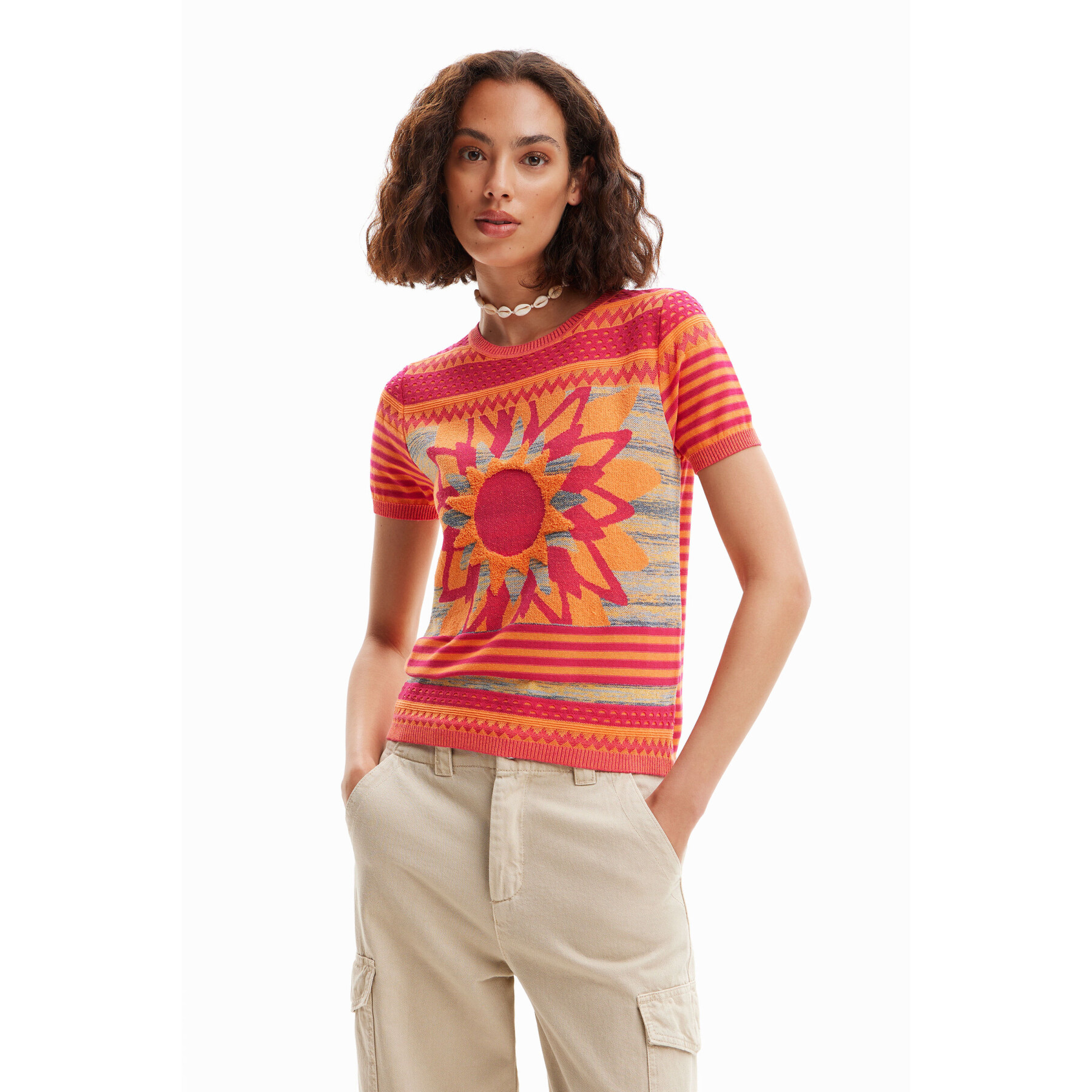Women's flower mesh t-shirt Desigual