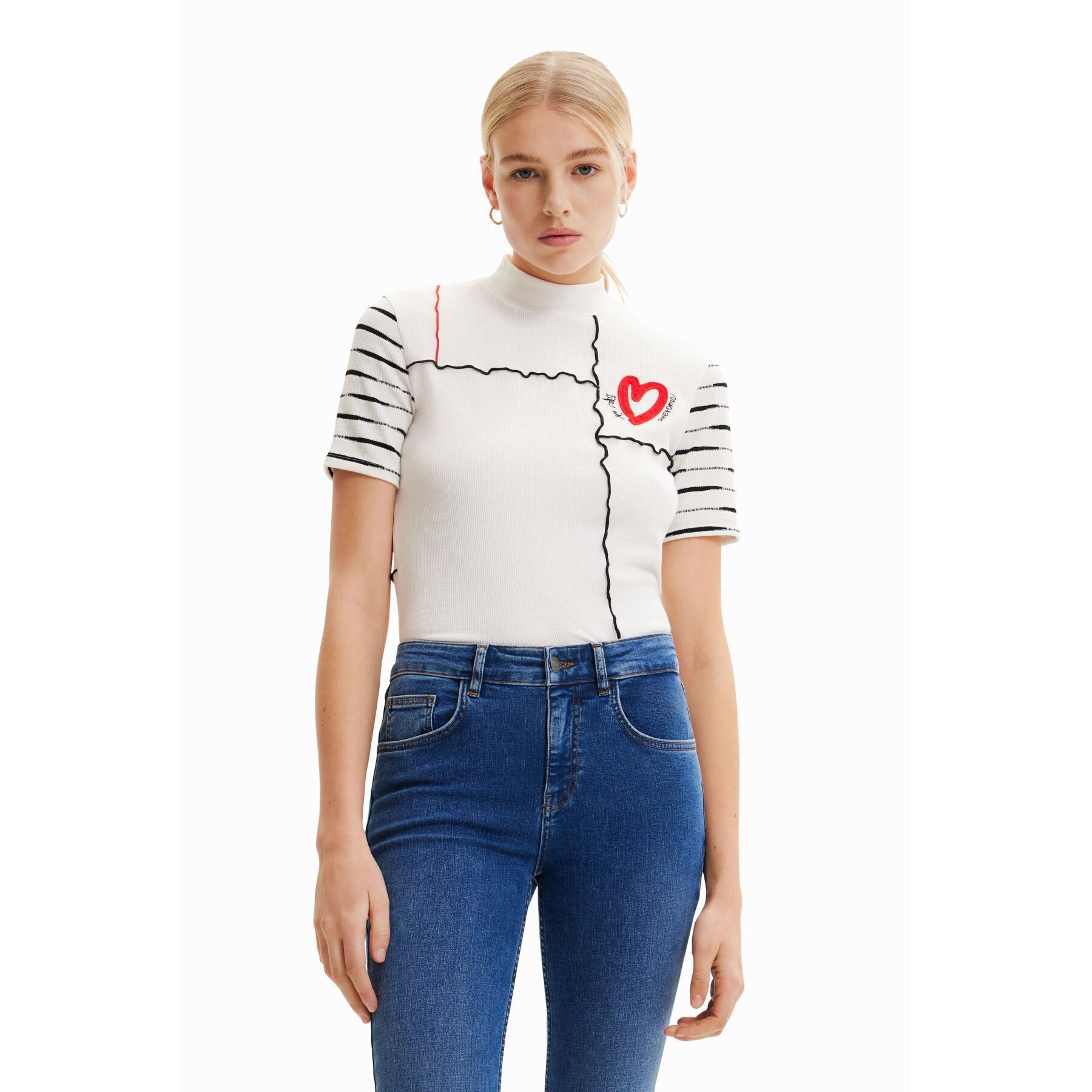 T-shirt court ribbed woman Desigual Patchwork