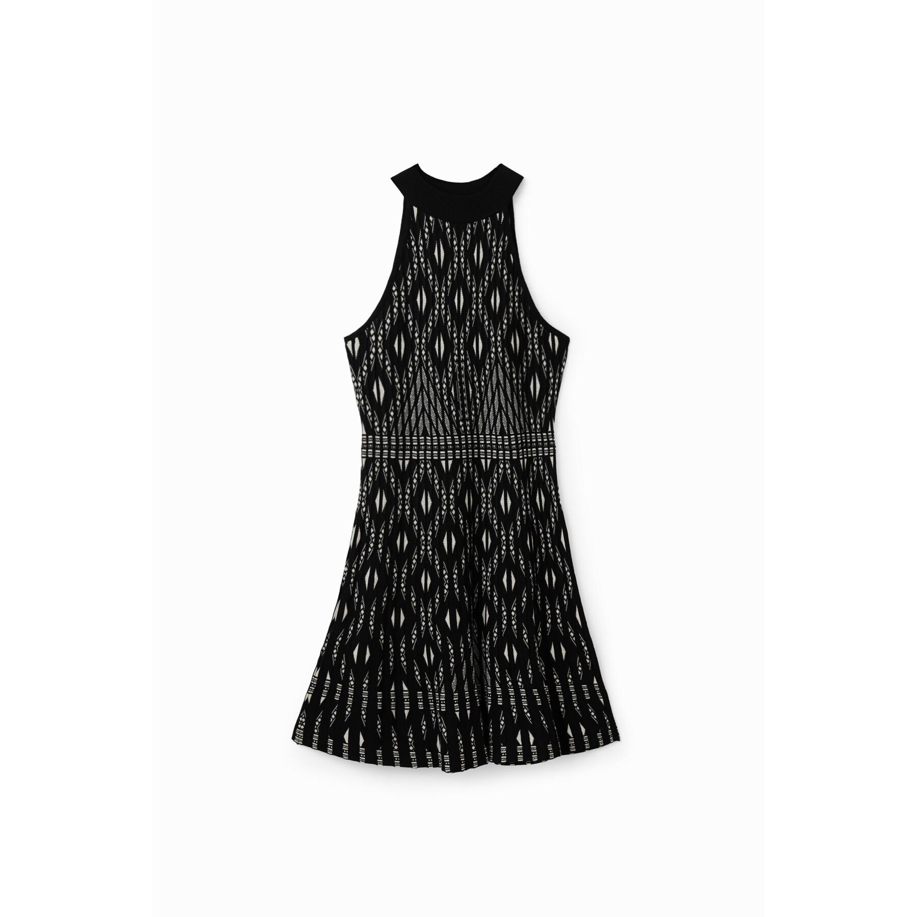 Geometric mesh short dress for women Desigual