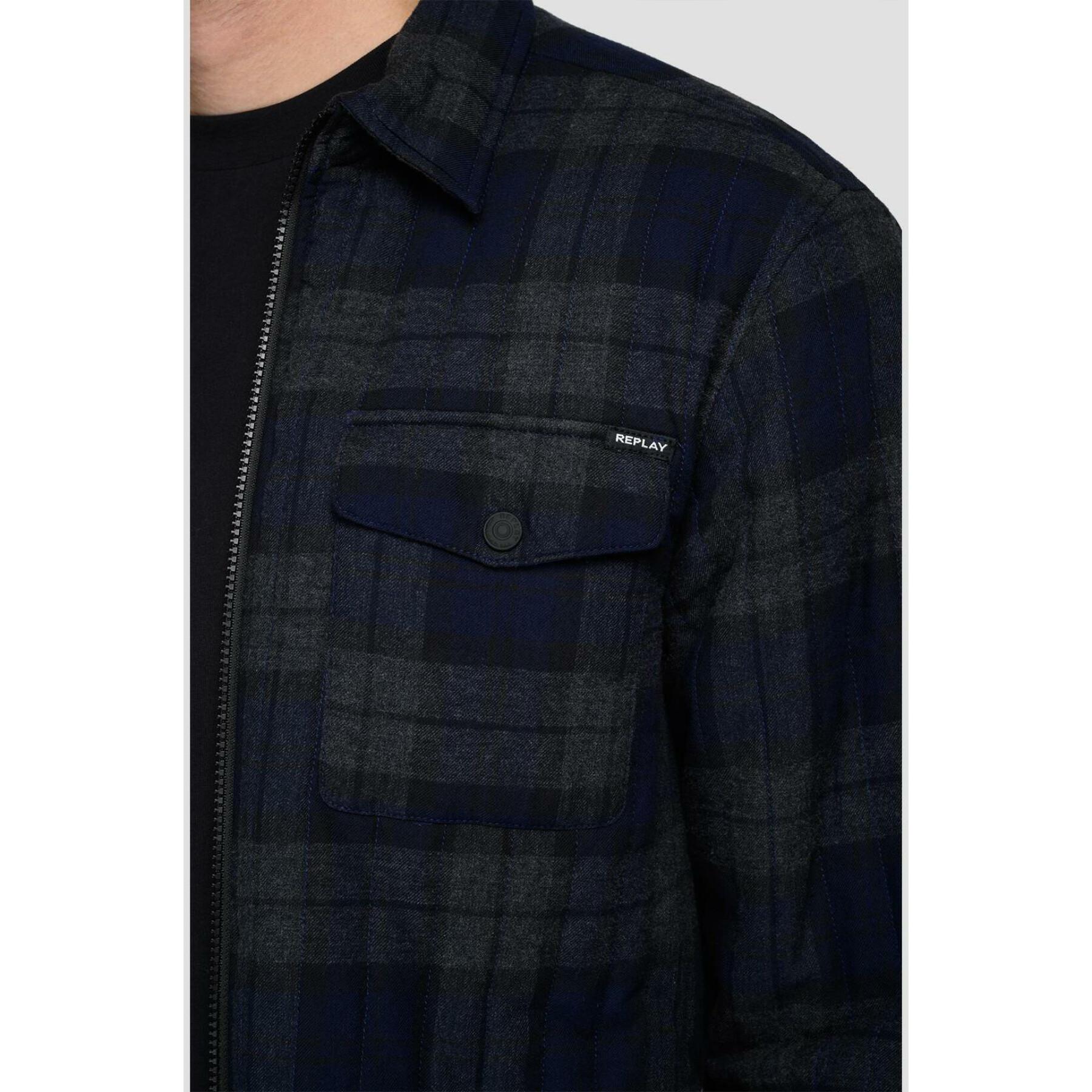Lightweight flannel plaid zipper shirt Replay