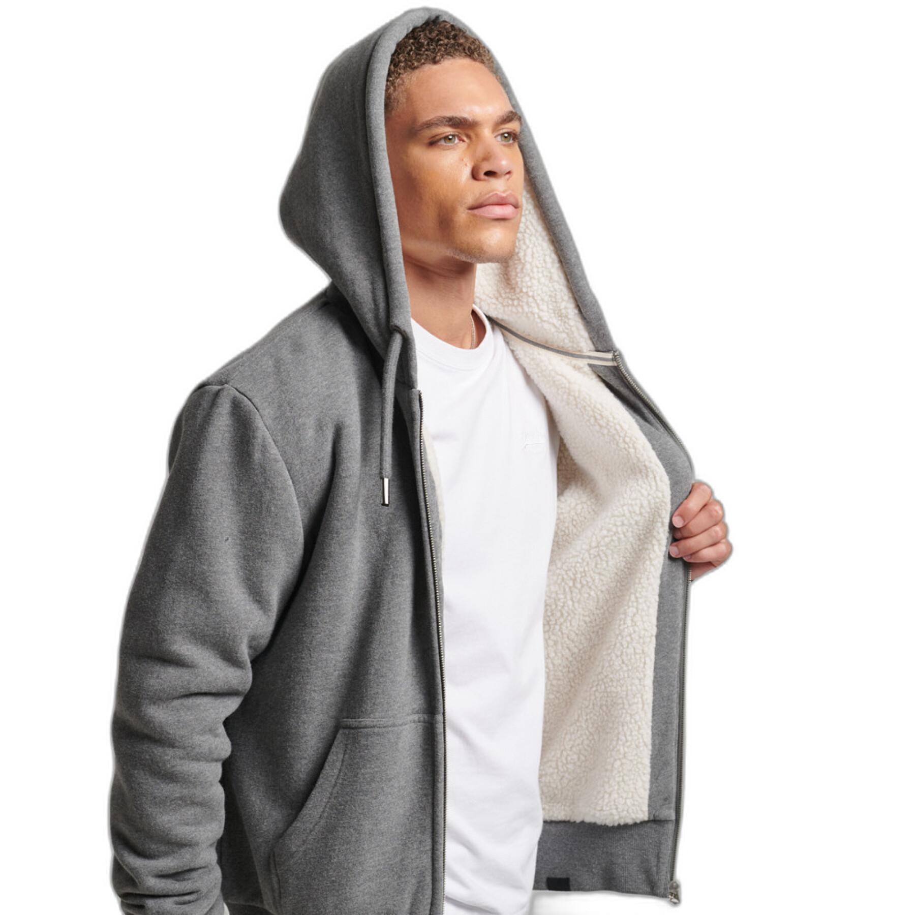 Hoodie with zipper and lined with wool skin Superdry