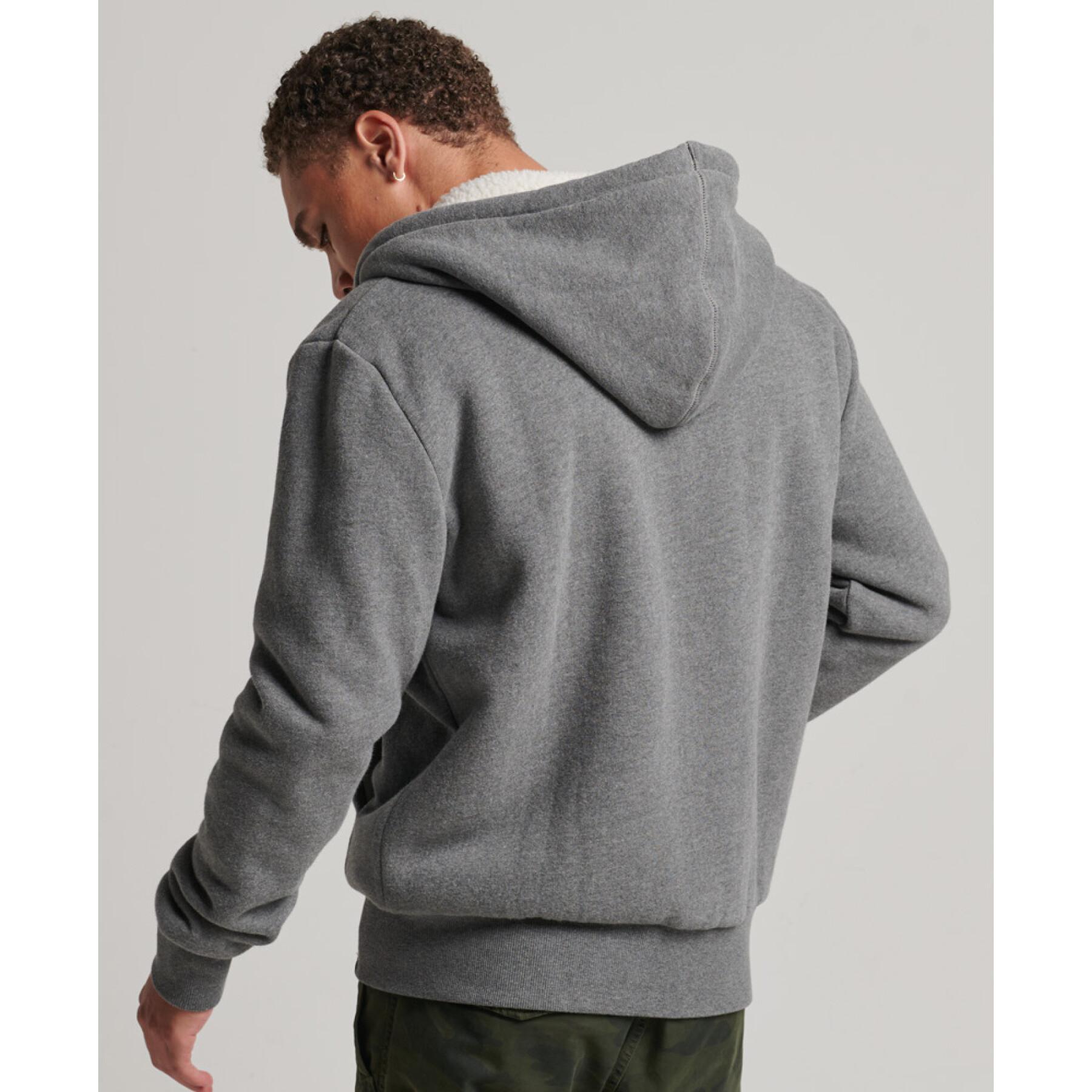 Hoodie with zipper and lined with wool skin Superdry