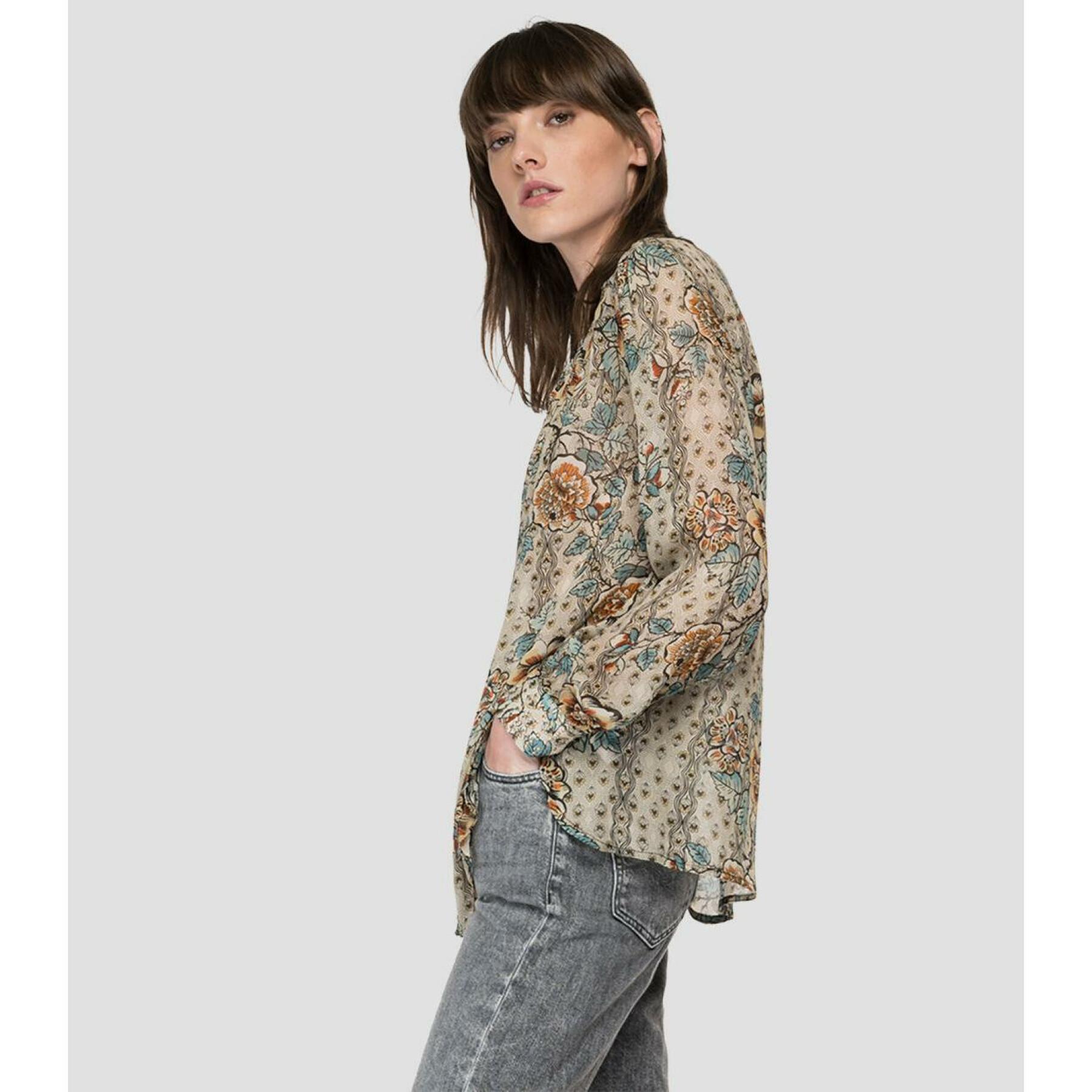All-over printed georgette shirt for women Replay