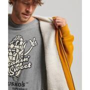Hooded sweatshirt with zip and lining in woolen skin Superdry